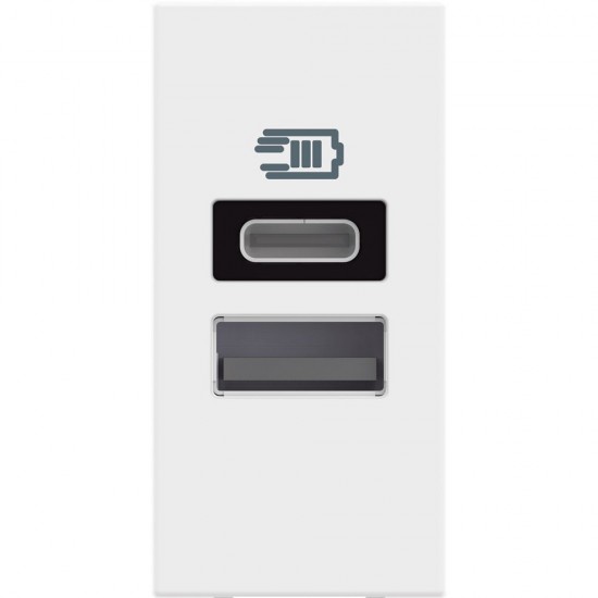 CL Prizë USB 2X3A Tipi A dhe C 1M Bardhe