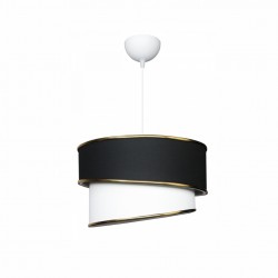 LT02-03 LAMBARIO-BLACK/GOLD-FABRIC HEAD/INNER SURFACE PVC-1XE27-MAX40W-PENDANT LUMINAIRE 
