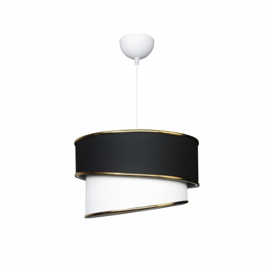 LT02-03 LAMBARIO-BLACK/GOLD-FABRIC HEAD/INNER SURFACE PVC-1XE27-MAX40W-PENDANT LUMINAIRE 