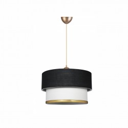 LT02-05 LAMBARIO-BLACK/GOLD-FABRIC HEAD/INNER SURFACE PVC-1XE27-MAX40W-PENDANT LUMINAIRE 