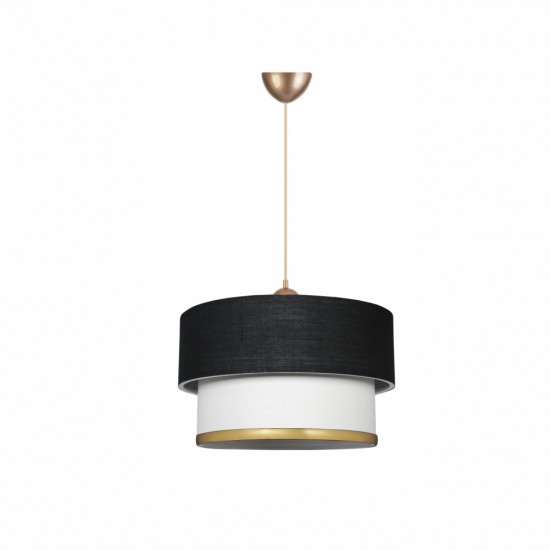 LT02-05 LAMBARIO-BLACK/GOLD-FABRIC HEAD/INNER SURFACE PVC-1XE27-MAX40W-PENDANT LUMINAIRE 