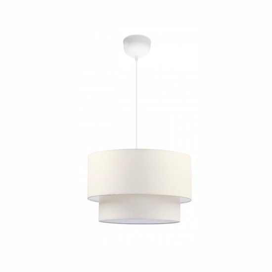 LT02-10 LAMBARIO-CREAM-FABRIC HEAD/INNER SURFACE PVC-1XE27-MAX40W-PENDANT LUMINAIRE 